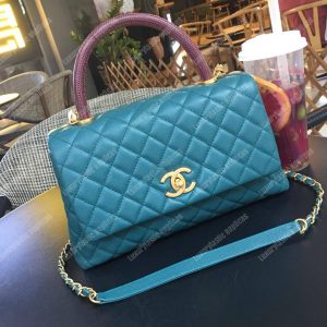 Chanel Flap Bag With Top Handle Blue - Image 3