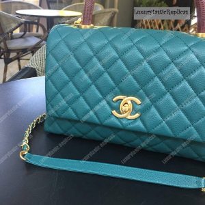 Chanel Flap Bag With Top Handle Blue - Image 4