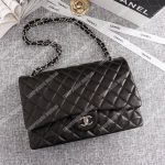 Chanel Classic Flap Maxi Black Lambskin-Silver Tone Metal
