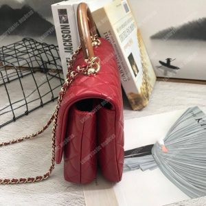 Chanel Flap Bag With Top Handle Red - Image 5