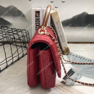 Chanel Flap Bag With Top Handle Red - Image 6