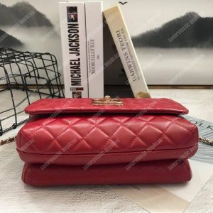 Chanel Flap Bag With Top Handle Red - Image 4