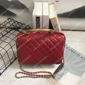 Chanel Flap Bag With Top Handle Red - Image 3