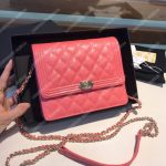 Chanel Boy Square Clutch With Chain – CWC Grained Calfskin Pink