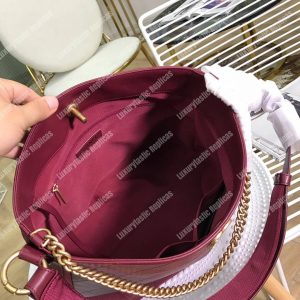 Chanel Hobo Handbag Burgundy - Image 8
