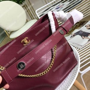Chanel Hobo Handbag Burgundy - Image 5