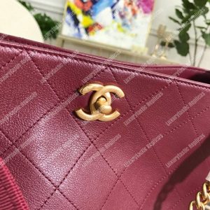 Chanel Hobo Handbag Burgundy - Image 6