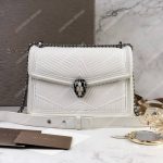 BVL Serpenti Diamond Blast Shoulder Bag White With Silver Hardware