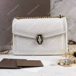 BVL Serpenti Diamond Blast Shoulder Bag White With Gold Hardware