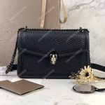 BVL Serpenti Diamond Blast Shoulder Quilted Nappa Bag Black