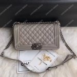 Chanel Boy Medium Handbag Grey
