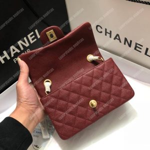 Chanel Mini Flap Bag Maroon - Image 7