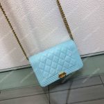 Chanel Le Boy Wallet On Chain – WOC Grained Calfskin Gold-Toned Light Blue