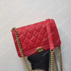 Chanel Le Boy Wallet On Chain – WOC Grained Calfskin Gold-Toned Red - Image 3