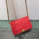 Chanel Le Boy Wallet On Chain – WOC Grained Calfskin Gold-Toned Red
