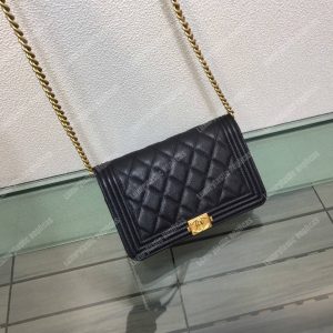 Chanel Le Boy Wallet On Chain – WOC Grained Calfskin Gold-Toned Black - Image 3