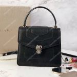 BVL Serpenti Forever Crossbody Small Tophandle Bag Black Karung