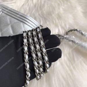 Chanel Le Boy Wallet On Chain – WOC White Caviar Silver-Toned - Image 7