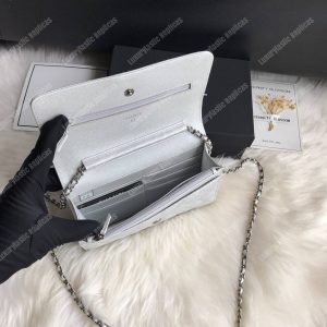 Chanel Le Boy Wallet On Chain – WOC White Caviar Silver-Toned - Image 4