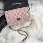 Chanel Le Boy Wallet On Chain – WOC Light Pink Caviar Silver-Toned