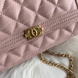 Chanel Le Boy Wallet On Chain – WOC Light Pink Caviar Gold-Toned - Image 3