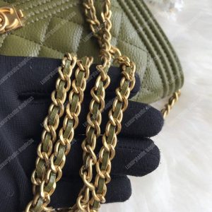 Chanel Le Boy Wallet On Chain – WOC Khaki Caviar Gold-Toned - Image 4