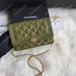 Chanel Le Boy Wallet On Chain – WOC Khaki Caviar Gold-Toned