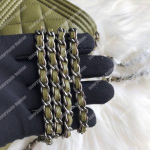 Chanel Le Boy Wallet On Chain – WOC Khaki Caviar Silver-Toned - Image 4