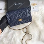 Chanel Le Boy Wallet On Chain – WOC Dark Blue Caviar Gold-Toned