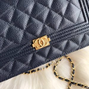 Chanel Le Boy Wallet On Chain – WOC Dark Blue Caviar Gold-Toned - Image 3