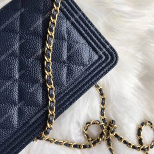Chanel Le Boy Wallet On Chain – WOC Dark Blue Caviar Gold-Toned - Image 4