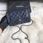 Chanel Le Boy Wallet On Chain – WOC Dark Blue Caviar Silver-Toned
