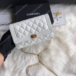 Chanel Le Boy Wallet On Chain – WOC White Caviar Gold-Toned