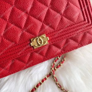 Chanel Le Boy Wallet On Chain – WOC Red Caviar Gold-Toned - Image 3