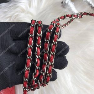 Chanel Le Boy Wallet On Chain – WOC Red Caviar Silver-Toned - Image 4