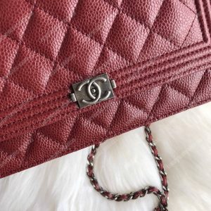 Chanel Le Boy Wallet On Chain – WOC Maroon Caviar Silver-Toned - Image 3
