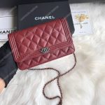 Chanel Le Boy Wallet On Chain – WOC Maroon Caviar Silver-Toned