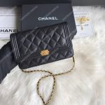 Chanel Le Boy Wallet On Chain – WOC Black Caviar Gold-Toned
