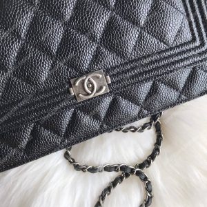 Chanel Le Boy Wallet On Chain – WOC Black Caviar Silver-Toned - Image 3