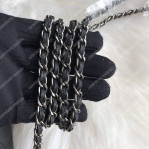 Chanel Le Boy Wallet On Chain – WOC Black Caviar Silver-Toned - Image 4