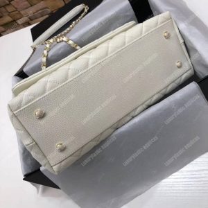 Chanel Flap Bag With Top Handle White - Image 6
