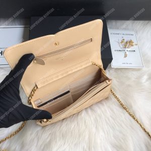 Chanel Wallet On Chain – WOC CC Filigree Beige Grained Calfskin - Image 8