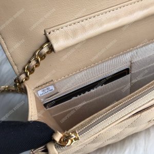 Chanel Wallet On Chain – WOC CC Filigree Beige Grained Calfskin - Image 9