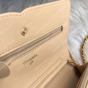 Chanel Wallet On Chain – WOC CC Filigree Beige Grained Calfskin - Image 7