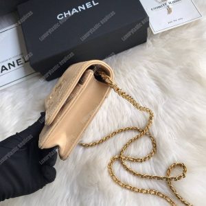 Chanel Wallet On Chain – WOC CC Filigree Beige Grained Calfskin - Image 6