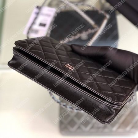 Chanel Pearl Wallet On Chain – WOC Classic Black Lambskin Gold-Toned - Image 6
