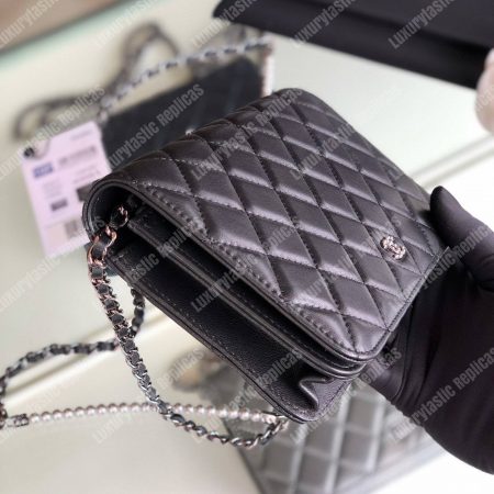 Chanel Pearl Wallet On Chain – WOC Classic Black Lambskin Gold-Toned - Image 4