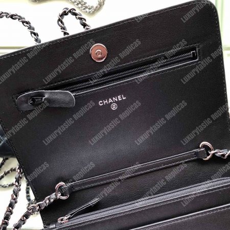 Chanel Pearl Wallet On Chain – WOC Classic Black Lambskin Gold-Toned - Image 8