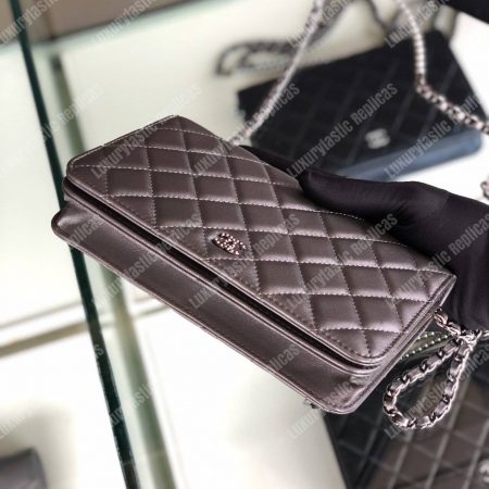 Chanel Pearl Wallet On Chain – WOC Classic Silver Lambskin Gold-Toned - Image 5