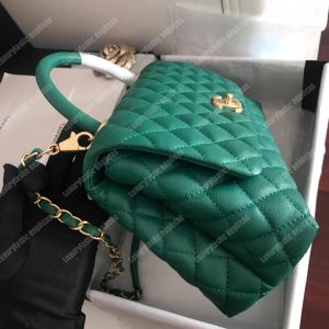 Chanel Flap Bag With Top Handle Green - Image 5